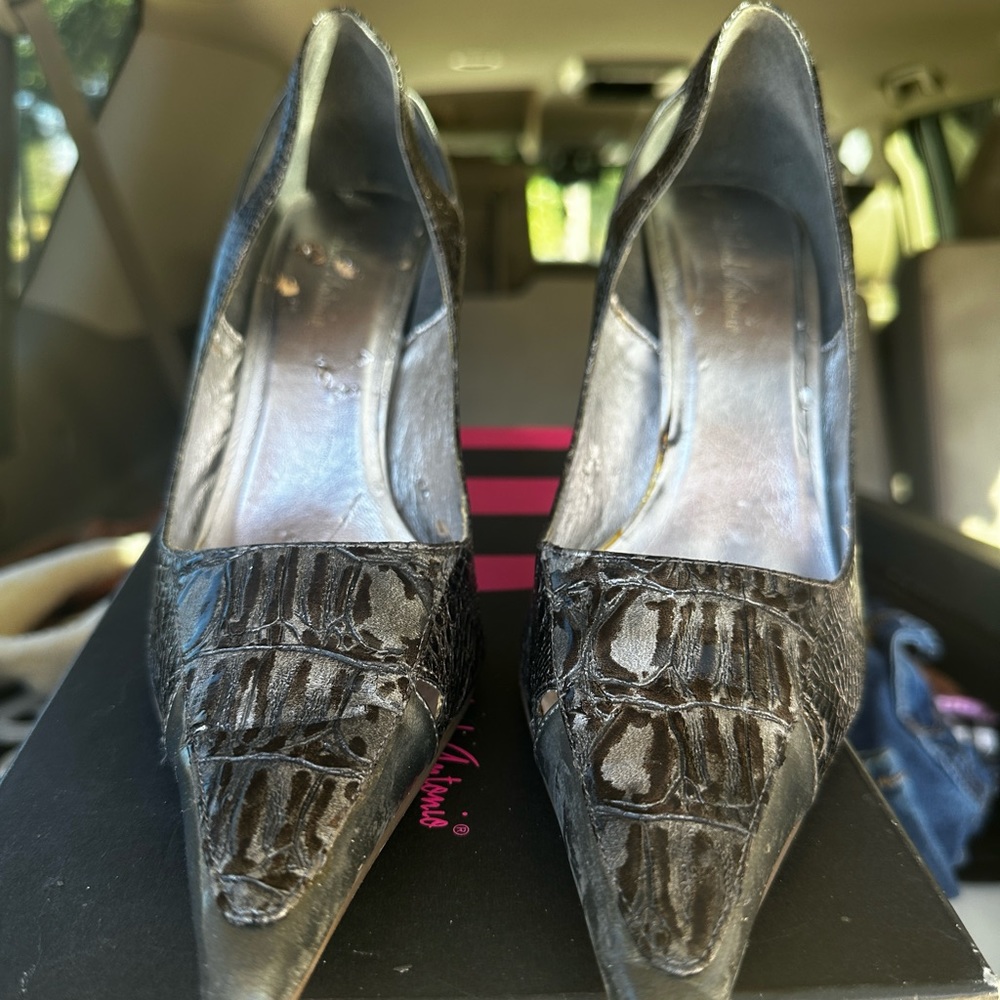 Gray high heels